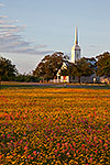 God's Blessing - Church and Wildflowers Sunset Landscape by Gary Regner